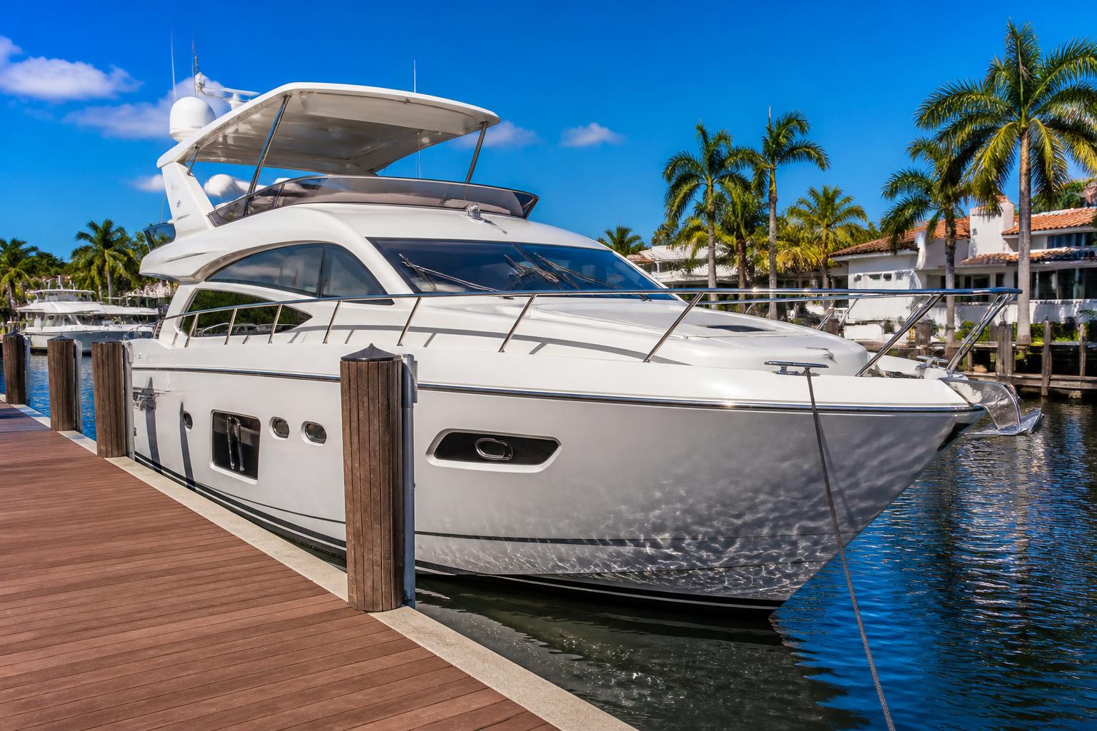 Motor yacht at a South Florida dock