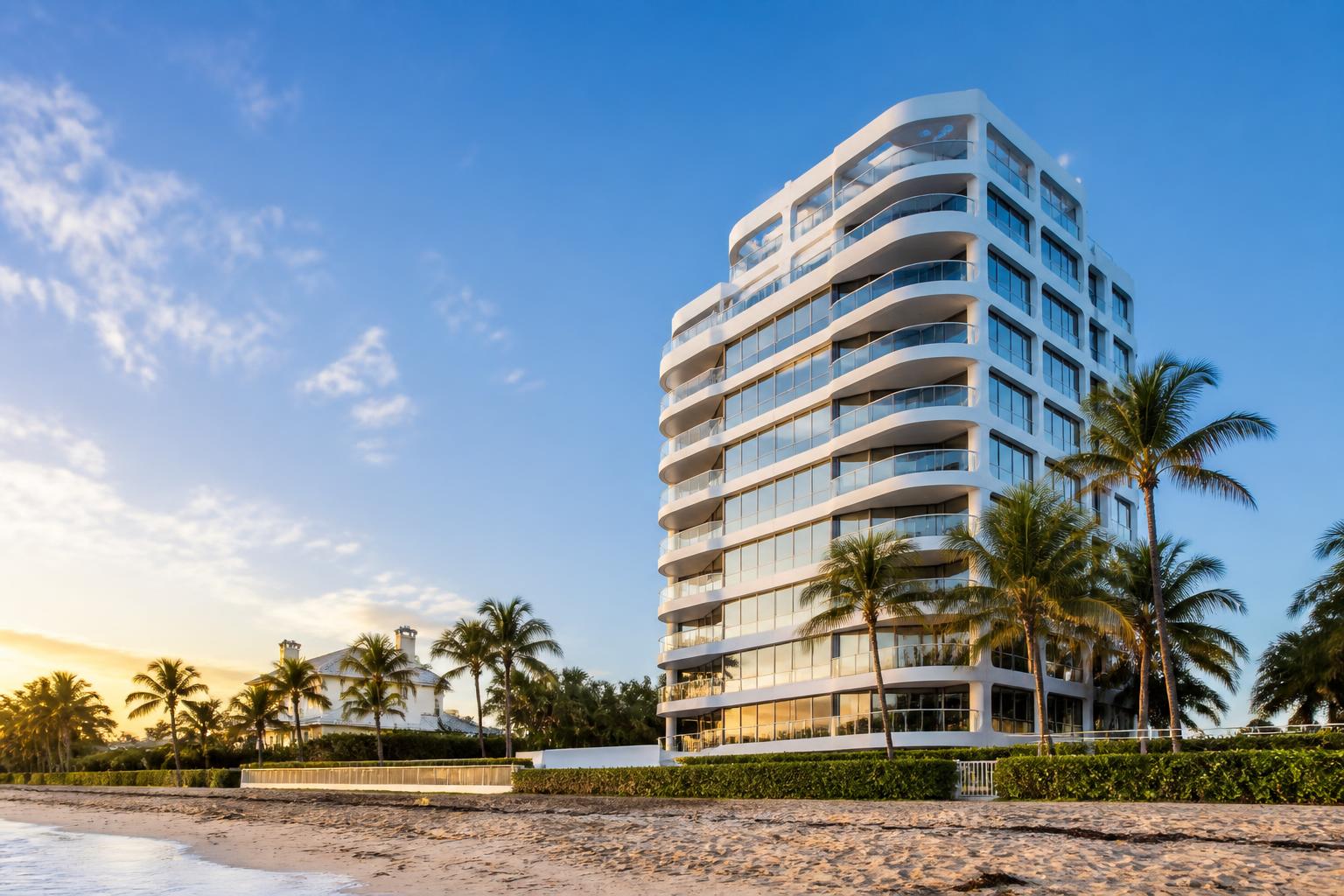 Modern oceanfront condominium tower in Palm Beach